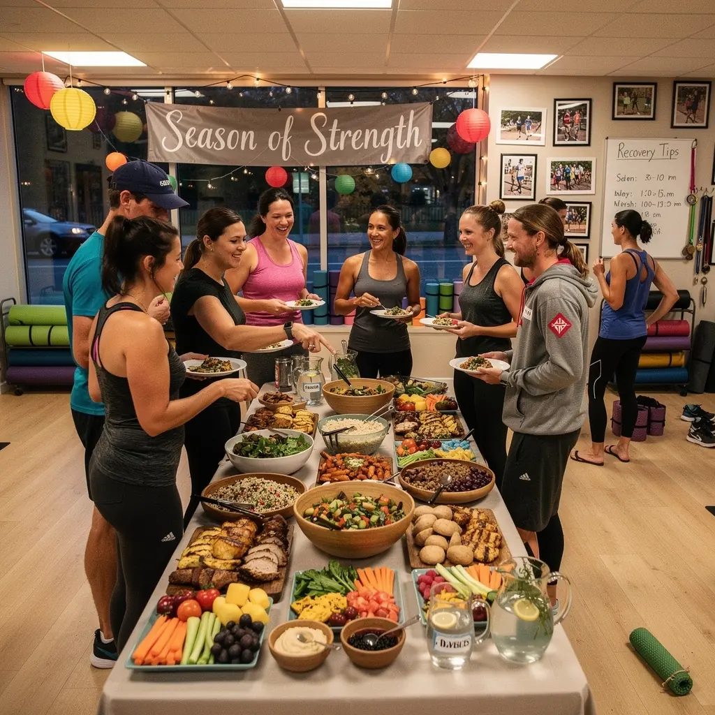 Grupo de deportistas en una clase de yoga, practicando técnicas de respiración y meditación.